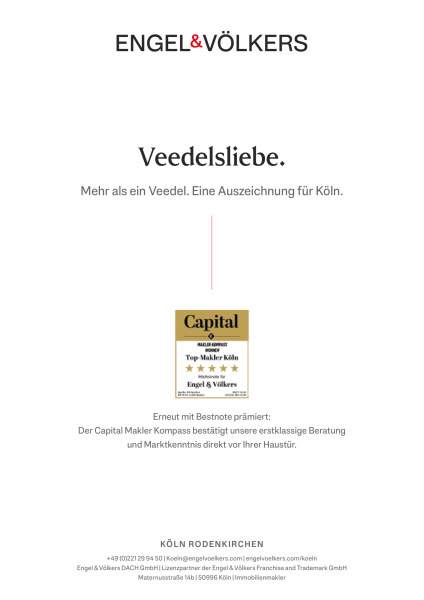 Anzeige von Engel & Völkers Köln Rodenkirchen: Veedelsliebe, Auszeichnung im Capital Makler Kompass