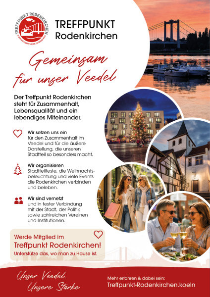 Anzeige des Treffpunkts Rodenkirchen: Gemeinsam für unser Veedel, Stadtfeste, Weihnachtsbeleuchtung und Mitgliedschaft
