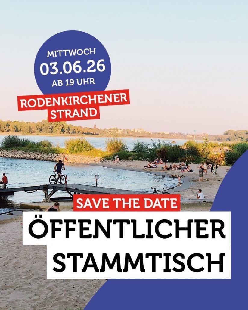 Einladung zum öffentlichen Stammtisch der KG Ponnyhof 3.6.2026 Köln-Rodenkrichner Strand