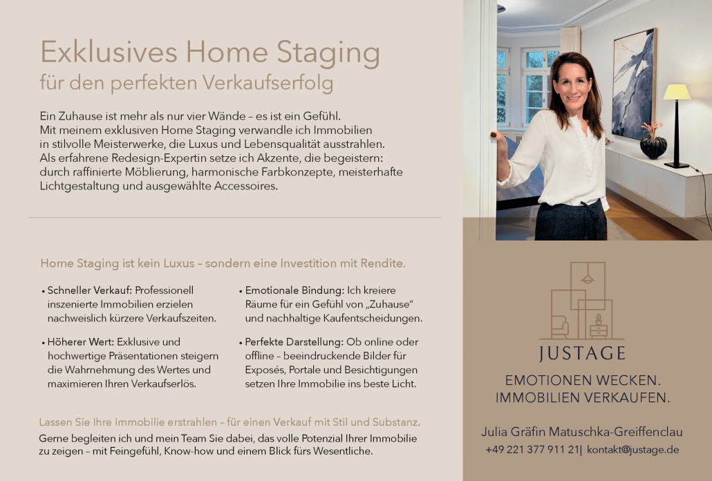 Stilvoll inszeniertes Wohnzimmer durch Justage Home Staging