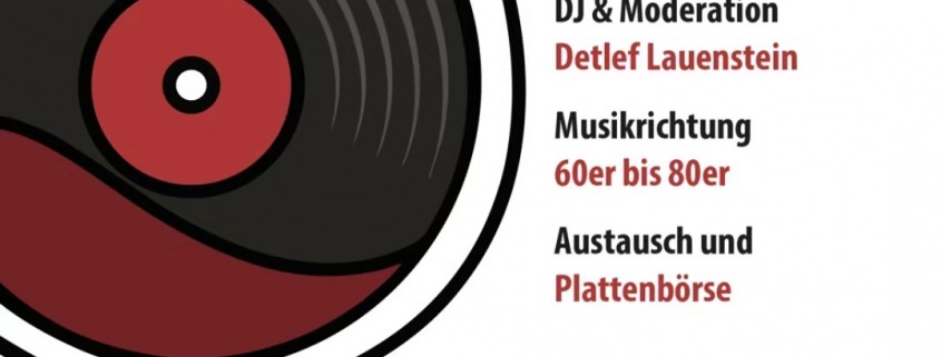 Plakat Vino & Vinyl am 26. August im Haus Schmitz in Köln-Rodenkirchen mit Weinglas und Schallplatte