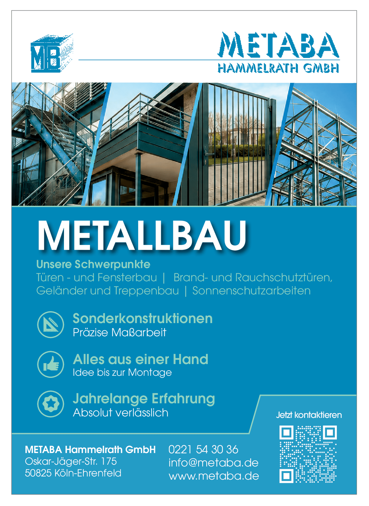 Metallbauarbeiten der METABA Hammelrath GmbH: Treppen, Geländer und Tore in Köln