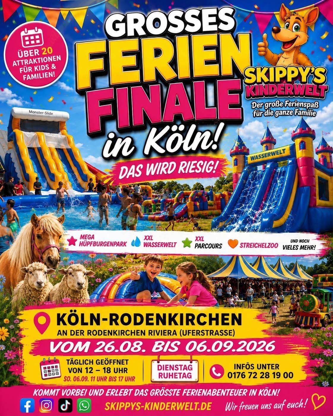 Plakat Skippys Kinderwelt Ferien-Finale an der Rodenkirchener Riviera