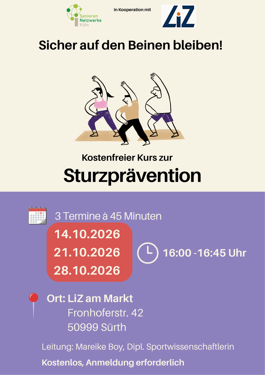 Sturzpräventionskurs für Seniorinnen und Senioren in Sürth