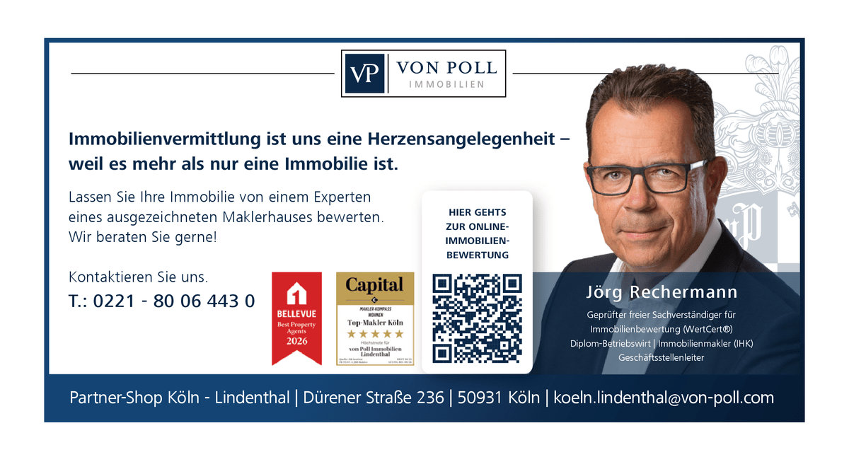 Jörg Rechermann, Geschäftsstellenleiter von Von Poll Immobilien für den Kölner Süden