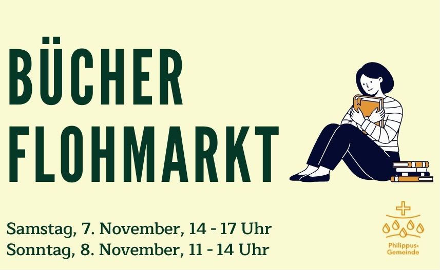 Plakat zum Bücherflohmarkt der Philippus-Gemeinde am 7. und 8. November 2026