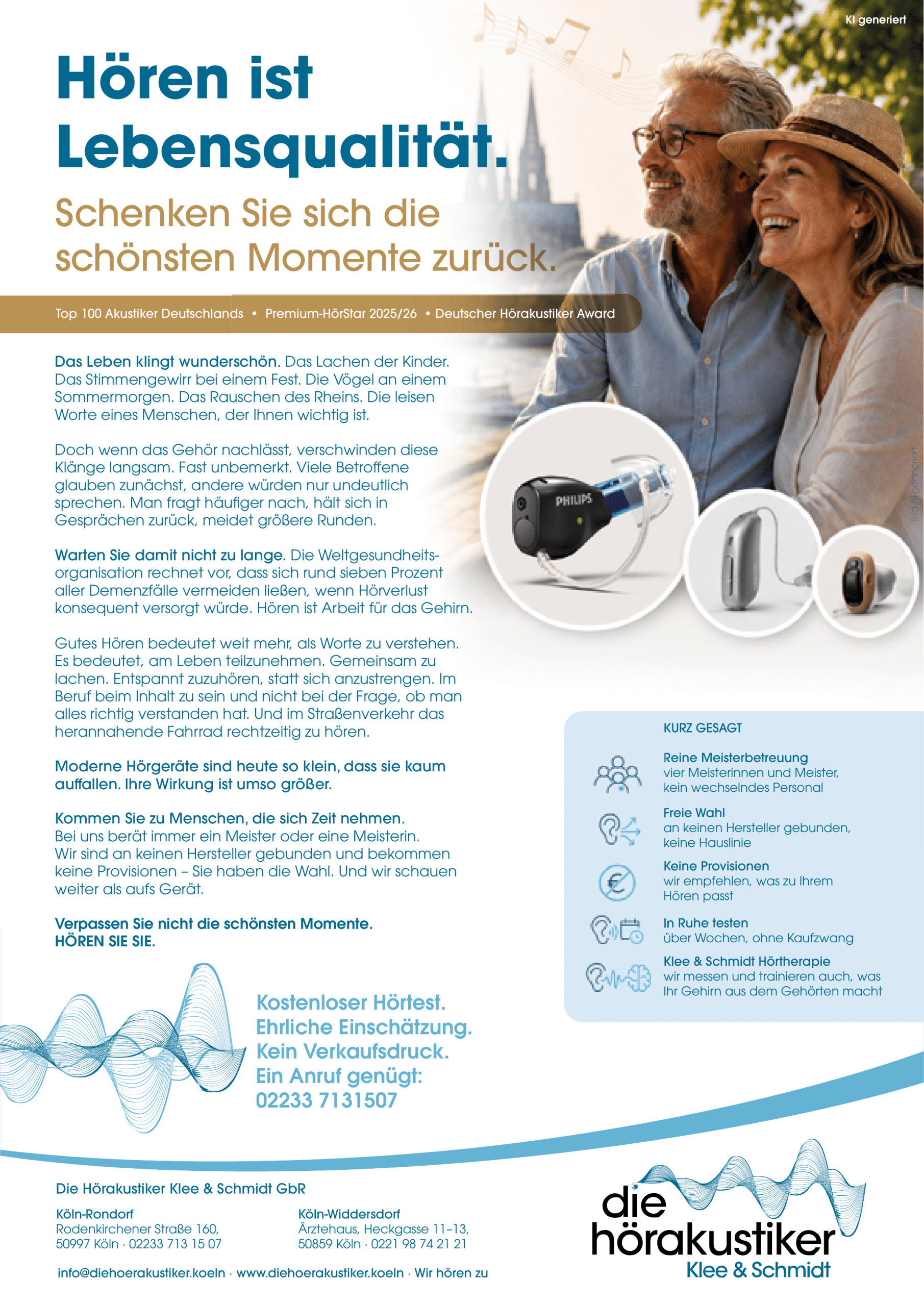 Hörakustiker Klee & Schmidt Rodenkirchen – Anzeige für Hörgeräte-Beratung