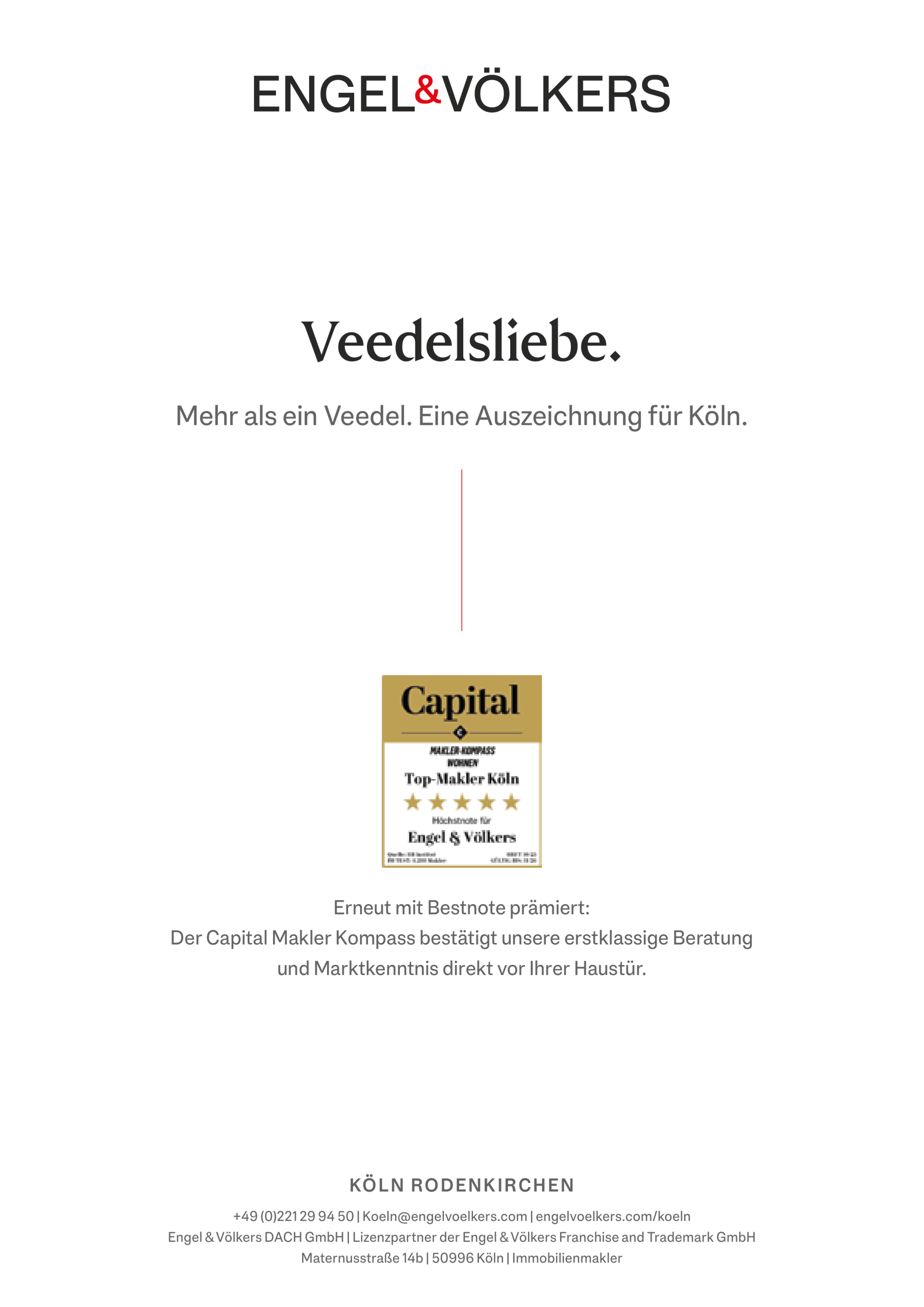 Logo Engel & Völkers mit goldenem Auszeichnungs-Badge für erstklassige Immobilienberatung in Rodenkirchen