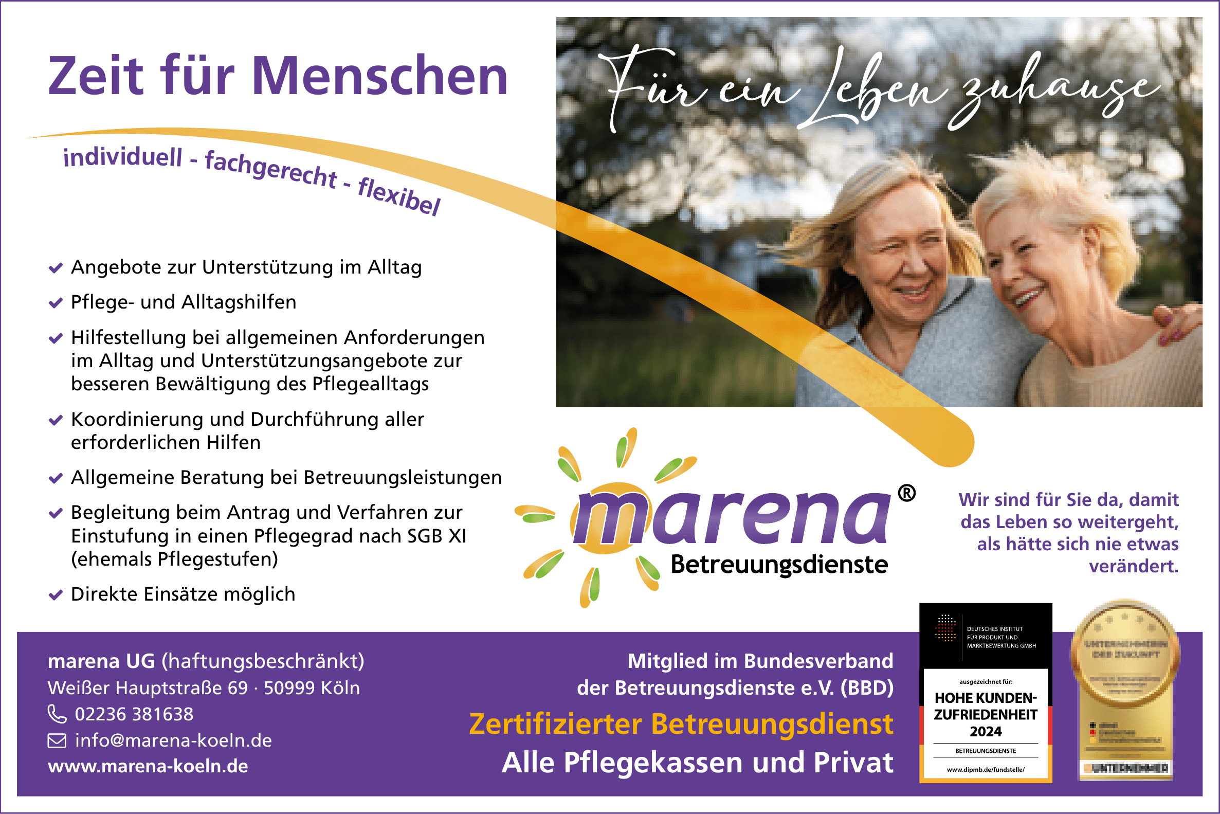 Pflege- und Alltagshilfe durch marena UG im Kölner Süden