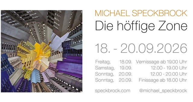 Flyer zur Ausstellung „Die höffige Zone“ von Michael Speckbrock, Kunstraum49, 18. bis 20. September 2026