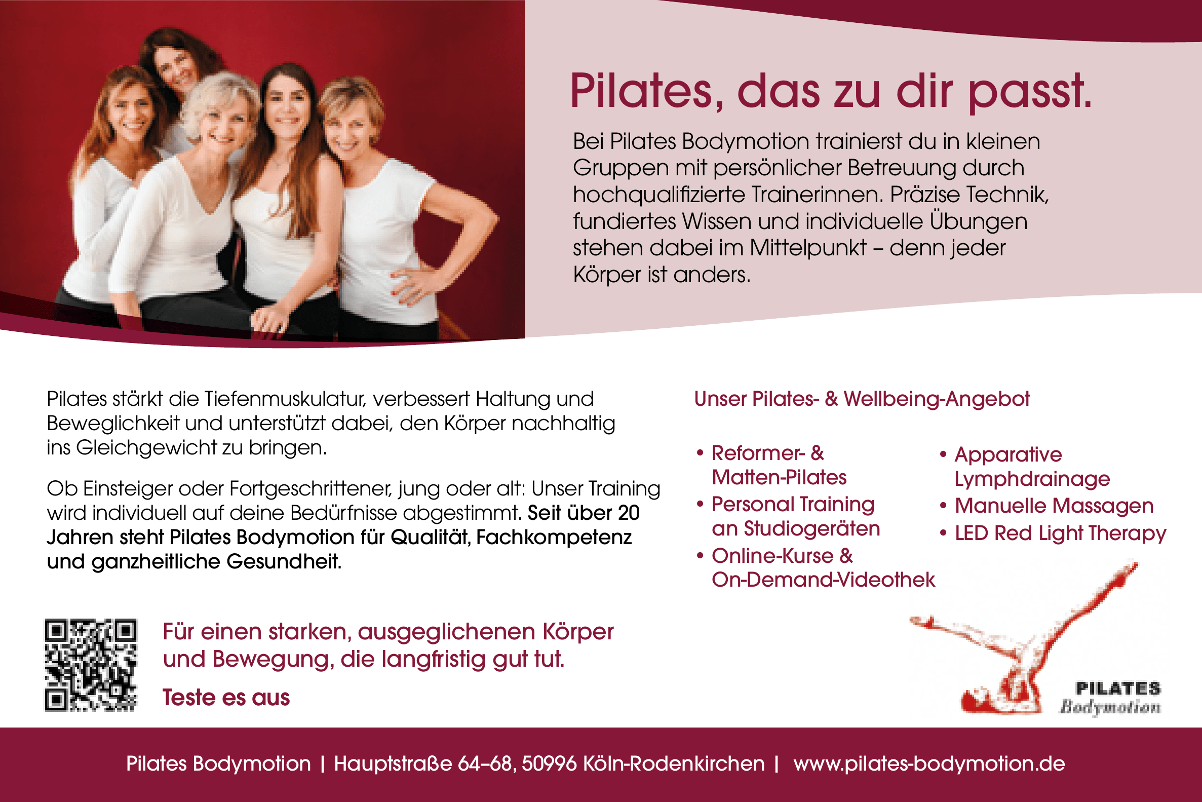 Pilates-Training bei Pilates Bodymotion in Köln-Rodenkirchen