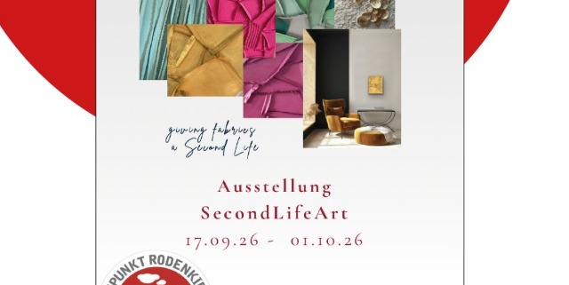 Flyer zur Ausstellung SecondLifeArt vom 17. September bis 1. Oktober 2026 im Sommershof Rodenkirchen
