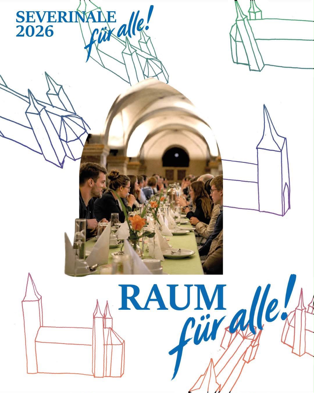 Severinale 2026 in St. Severin mit gedeckter Tafel und Schriftzug Raum für alle