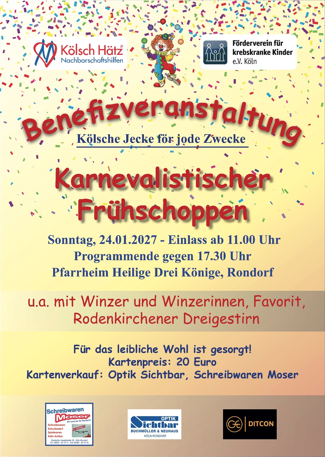 Benefiz-Frühschoppen Kölsch Hätz – 24. Januar 2027