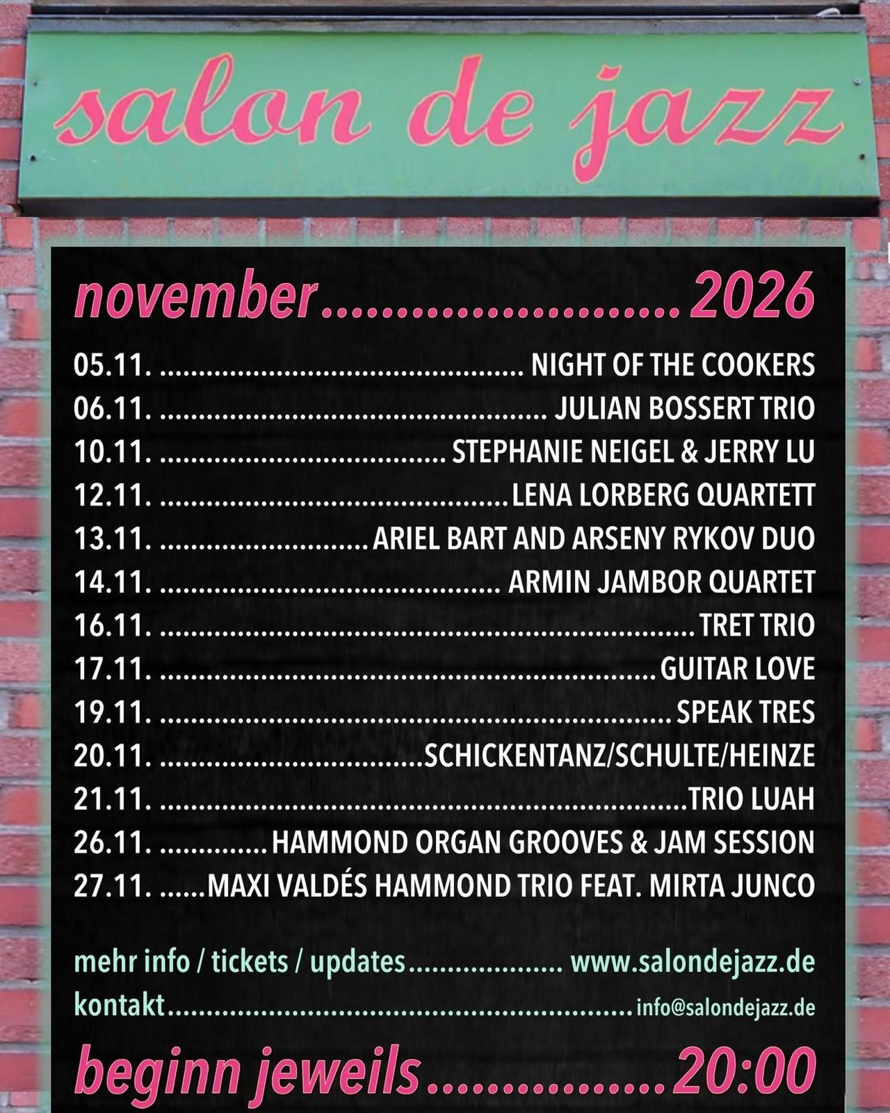 Programm November 2026 im salon de jazz