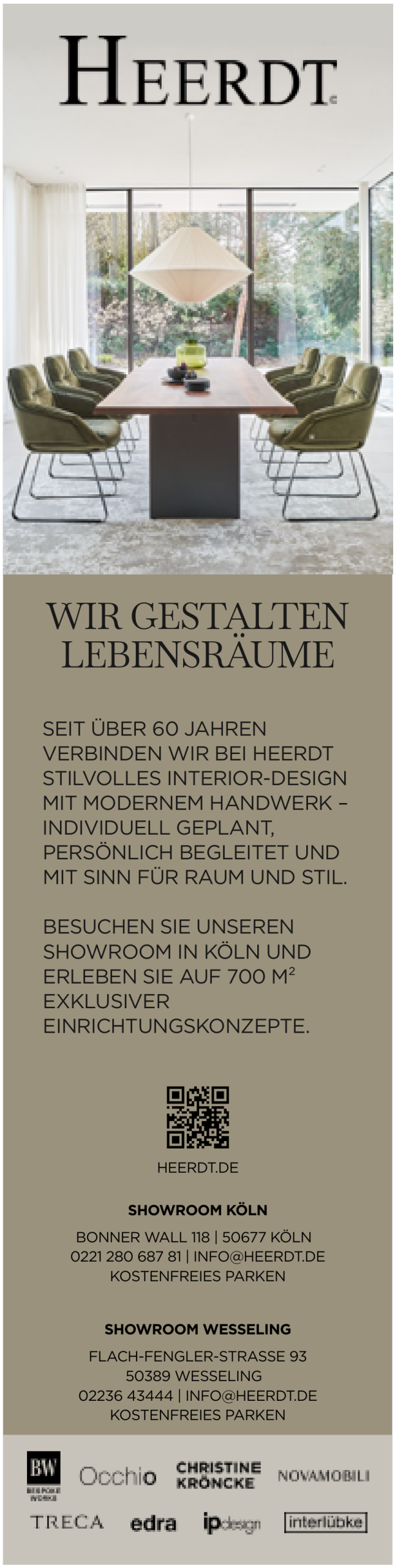Anzeige Heerdt Interior Design, Showroom Bonner Wall Köln