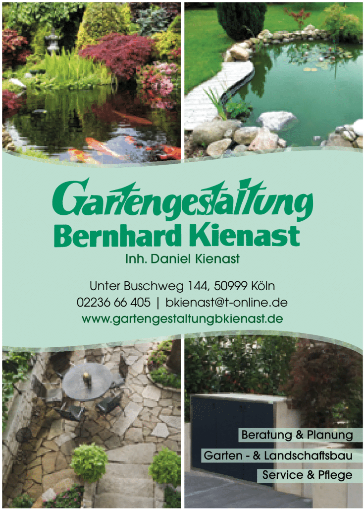 Anzeige Gartengestaltung Bernhard Kienast, Garten und Teich