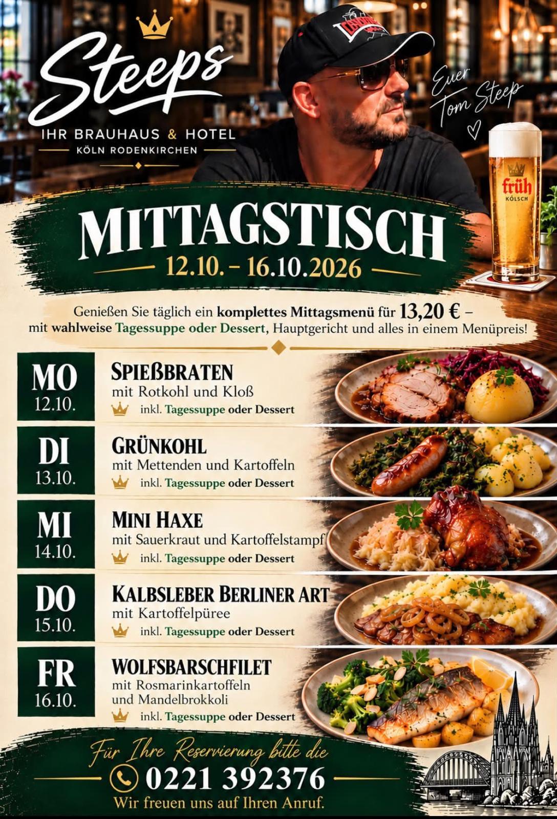 Steeps Mittagstisch in Rodenkirchen vom 12. bis 16. Oktober 2026