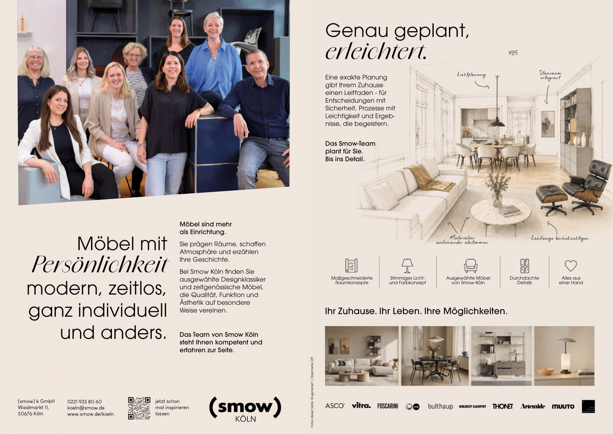 Anzeige smow Köln, Designmöbel am Waidmarkt